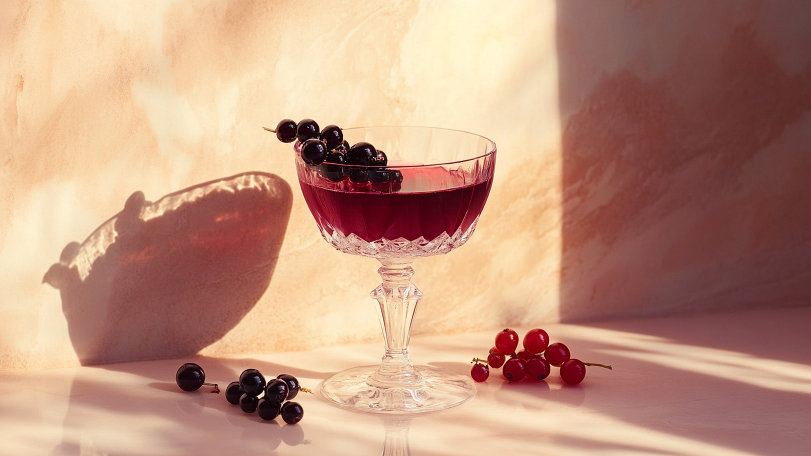 Auf dem Bild ist ein Glas in der Mitte zu sehen, gefüllt mit einem köstlichen Blackberry Cocktail, verziert mit Eiswürfeln, frischer Minze und Blaubeeren. Ein Strohhalm ragt aus dem Glas heraus. Der Hintergrund ist schwarz, während der Untergrund eine braune, holzige Optik aufweist. Neben dem Glas liegen Zitronen, frische Blaubeeren und Minze, die das Bild ergänzen. Die fruchtigen Aromen und das ansprechende Design des Cocktails versprechen Genuss und Erfrischung. Die Szene strahlt Eleganz und Geschmack aus.
