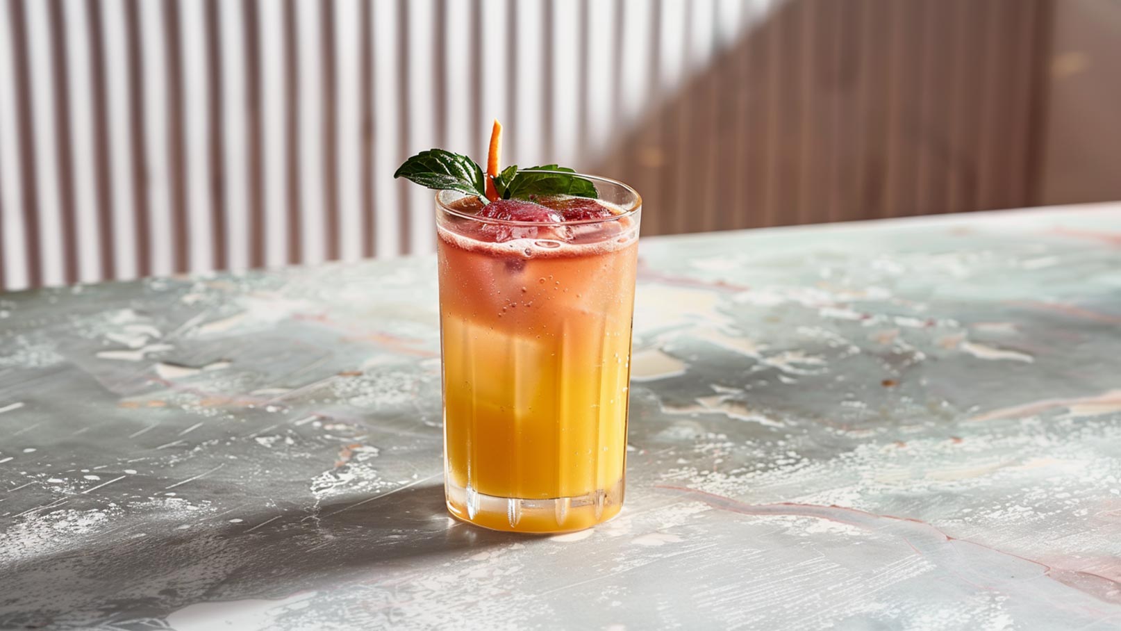 Auf dem Bild ist ein Glas mit einem frischen Karotten-Smoothie zu sehen, das mit einem Strohhalm versehen ist. Der Smoothie hat eine leuchtend orange Farbe und sieht erfrischend aus. Hinter dem Glas steht eine Tasse, die ebenfalls mit Karotten gefüllt ist, was auf die frischen Zutaten hinweist. Die Karotten sind frisch und knackig, und das Bild vermittelt eine gesunde und erfrischende Atmosphäre.