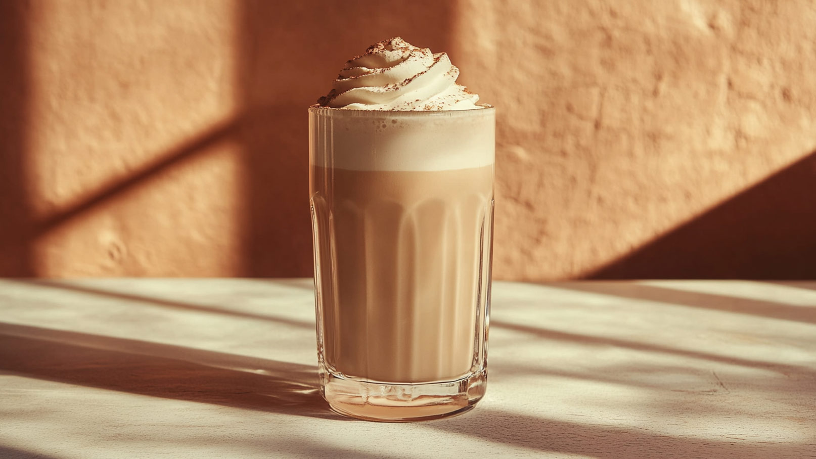 Stell dir einen rustikalen Holztisch vor, auf dem drei Becher köstlicher Frappuccino stehen. Jeder Becher ist mit cremigem, schokoladigem Getränk gefüllt und oben mit einer Wolke aus frischer Sahne getoppt. Kleine Schokoladenstückchen streuen darüber und verleihen dem Ganzen einen einladenden Akzent. Diese Anordnung schafft eine gemütliche Atmosphäre und lädt sofort zum Probieren ein.