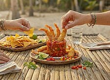 Image of Knusprige Garnelen mit Salsa-Dip