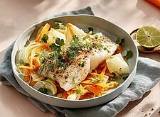 Image of Gedünstetes Fischfilet mit Gemüse