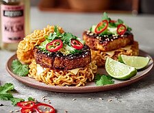 Image of Ramen Burger mit Tofu & Pak Choi