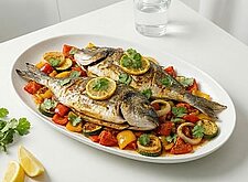 Image of Dorade aus dem Ofen auf Chermoula-Gemüse