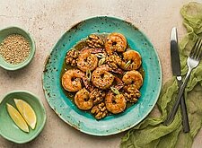 Image of Karamellisierte Walnuss-Garnelen