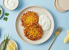 Image of Kürbis Rösti mit Kräuter Joghurt