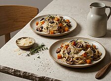 Image of Winter Pasta mit Pilzen und Parmesan