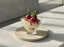 Image of Joghurtcreme mit Kirschsauce