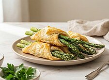 Image of Grüner Spargel im Blätterteig