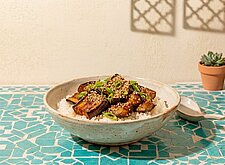 Image of Miso Aubergine mit Reis und Sesam