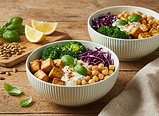 Image of Tofu Kichererbsen Bowl mit Broccoli