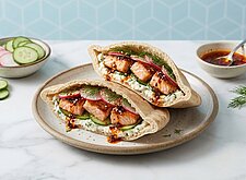 Image of Lachs Pita mit Radieschen und Ricotta