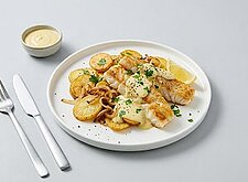 Image of Kabeljau aus der Pfanne mit Senfsauce