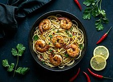 Image of Spaghetti mit Garnelen, Knoblauch & Chili