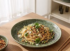 Image of Chili Knoblauch Nudeln mit Gurken Crunch