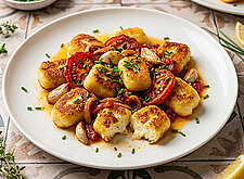 Image of Topfengnocchi mit Ofentomaten und Schnittlauch