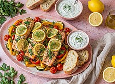 Image of Lemon Herb Salmon Traybake