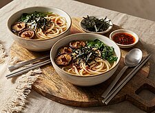 Image of Ramen mit Pilzen, Spinat und Nori Crunch