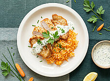 Image of Naturschnitzel auf Karottenreis