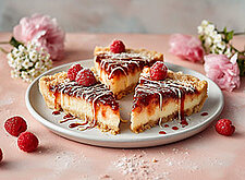 Image of Käsekuchen mit Himbeeren