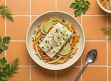 Image of Gedünstetes Fischfilet mit Gemüse