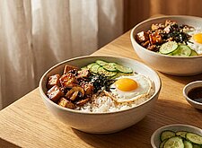 Image of Teriyaki Reis Bowl mit Gurke und Sesam