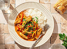 Image of Puten Rahm Geschnetzeltes mit Paprika und Reis