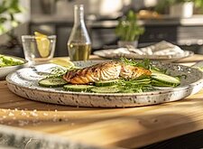 Image of Lachs vom Grill mit Gurkensalat
