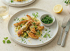 Image of Putenstreifen mit Brokkoli-Zitronen-Sauce