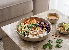 Image of Reisnudel Bowl mit Erdnuss Limetten Sauce