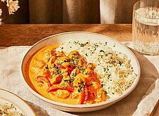 Image of Puten Rahm Geschnetzeltes mit Paprika und Reis