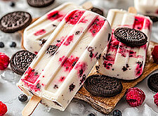 Image of Cookies&Cream Raspberry Popsicles