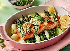 Image of Gratinierter Lachs auf Spargel